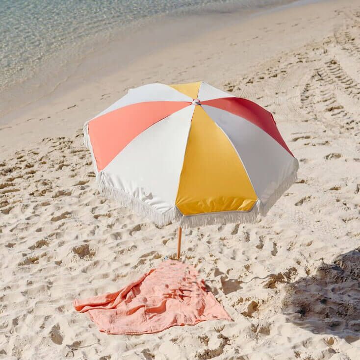 Outdoor Beach Umbrella With Tassels Golden Strip Bu 302 Premium Beach Umbrella Outdoor 4933